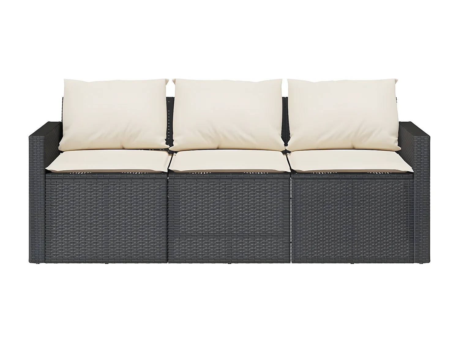 Ensemble à manger de jardin coussins 2pcs noir résine tressée