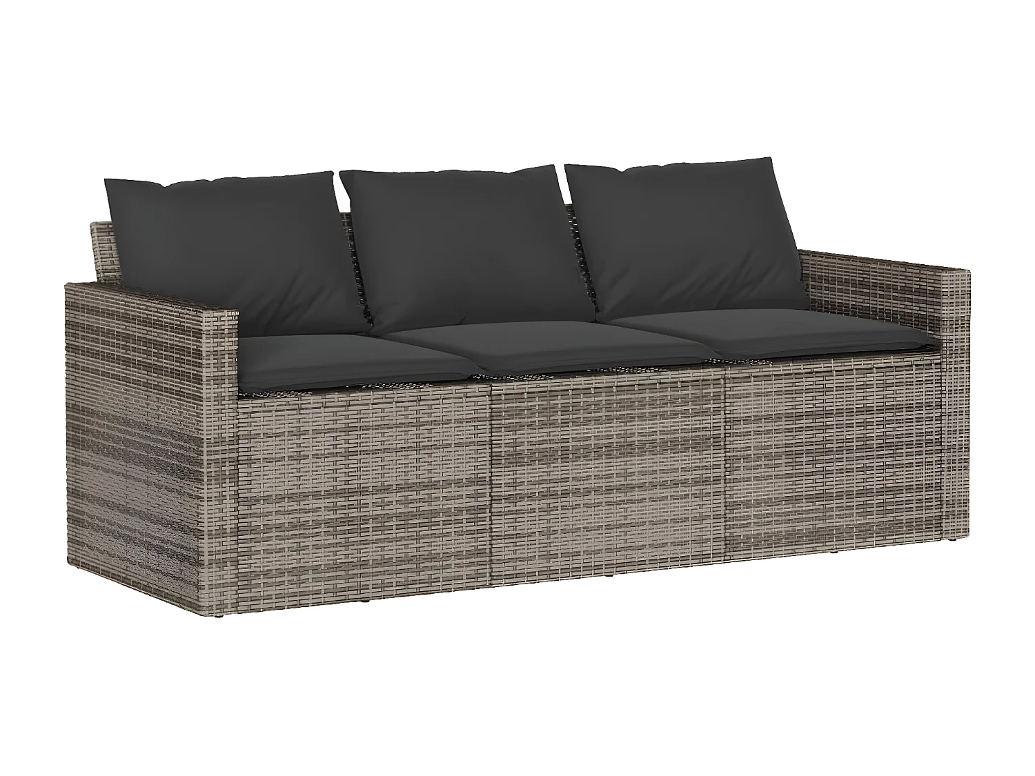 Ensemble à manger de jardin et coussins 2 pcs gris rotin