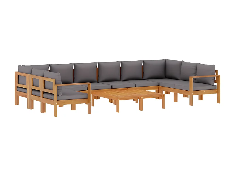 Salon de jardin avec coussins 8 pcs bois massif d'acacia