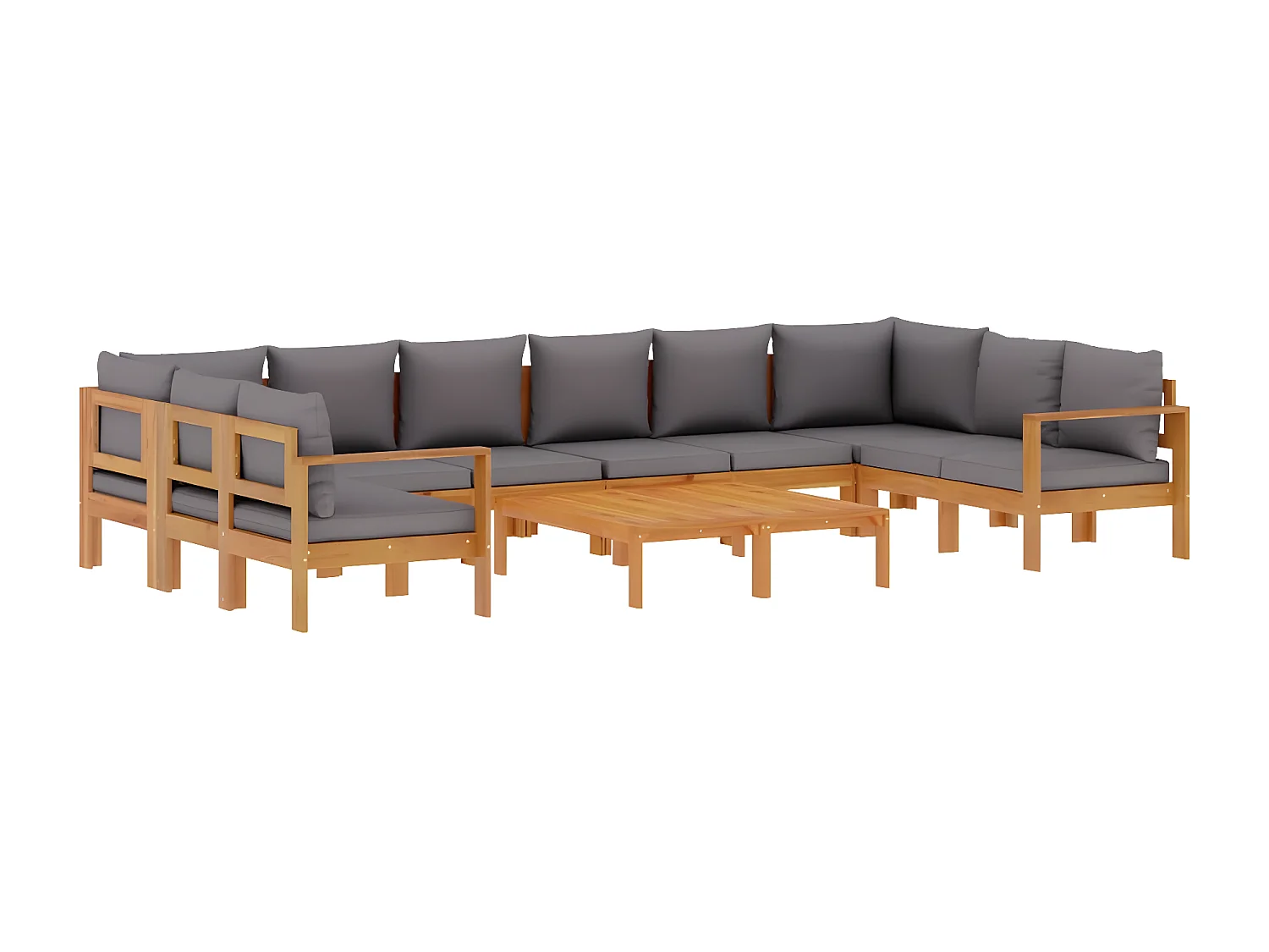 Salon de jardin avec coussins 8 pcs bois massif d'acacia