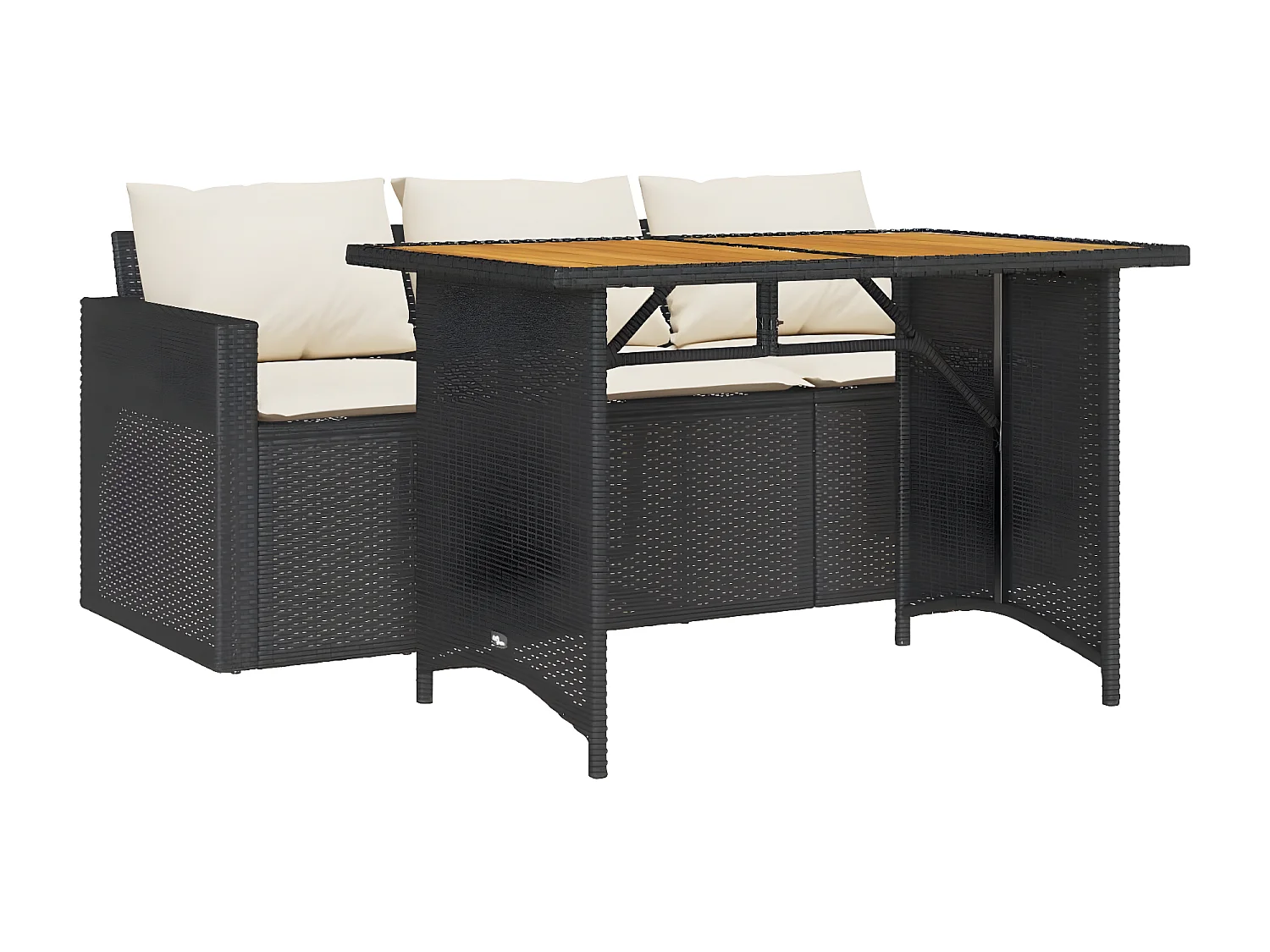 Ensemble à manger de jardin coussins 2pcs noir résine tressée