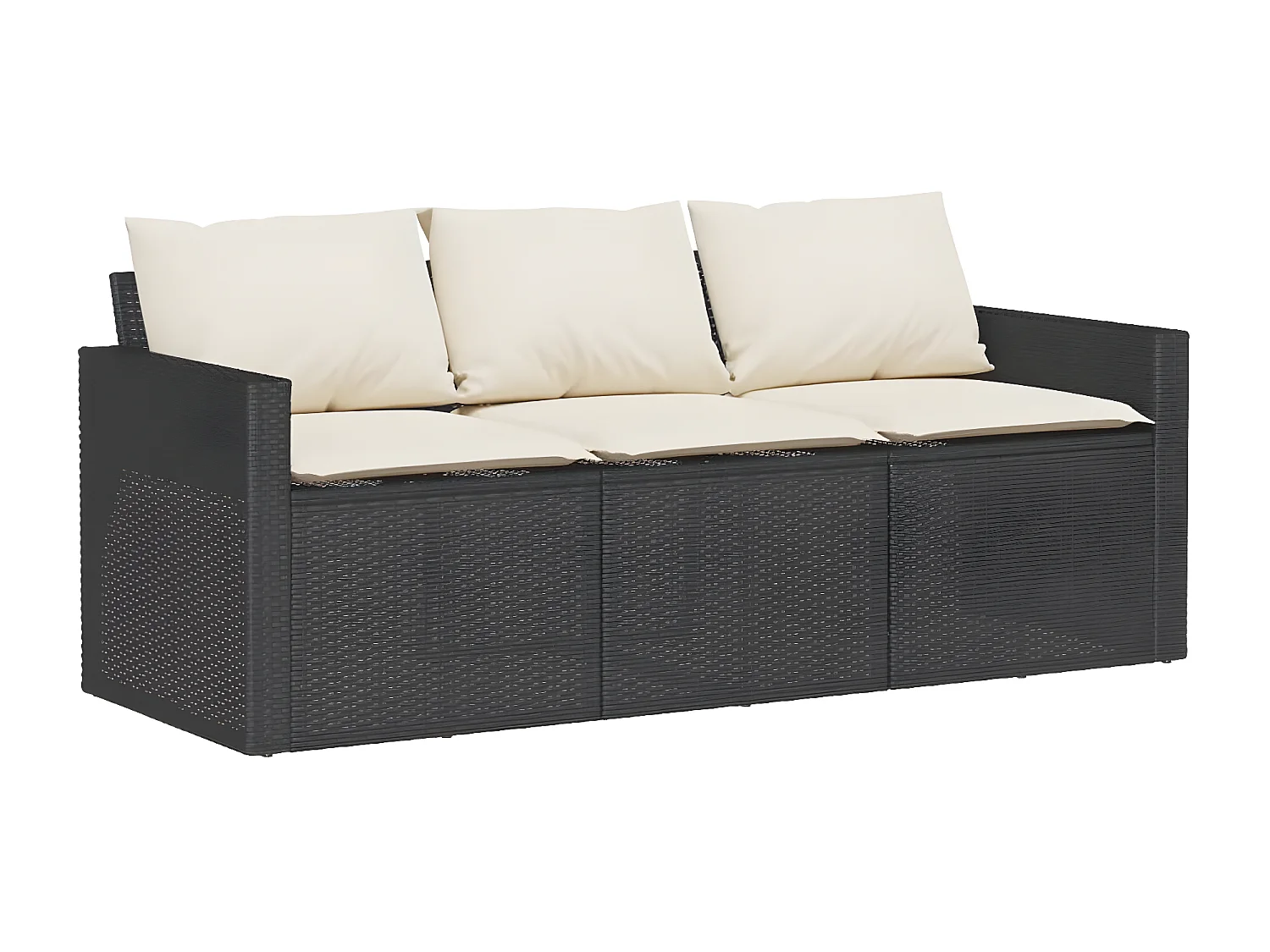 Ensemble à manger de jardin coussins 2pcs noir résine tressée