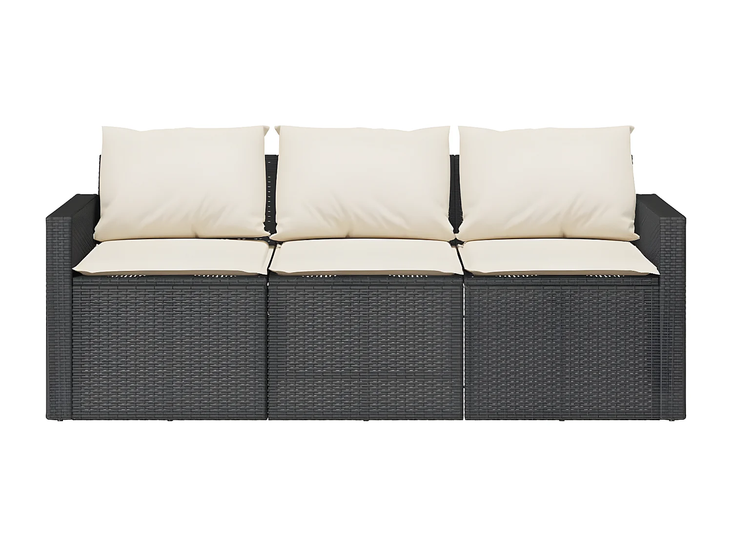 Ensemble à manger de jardin coussins 2pcs noir résine tressée