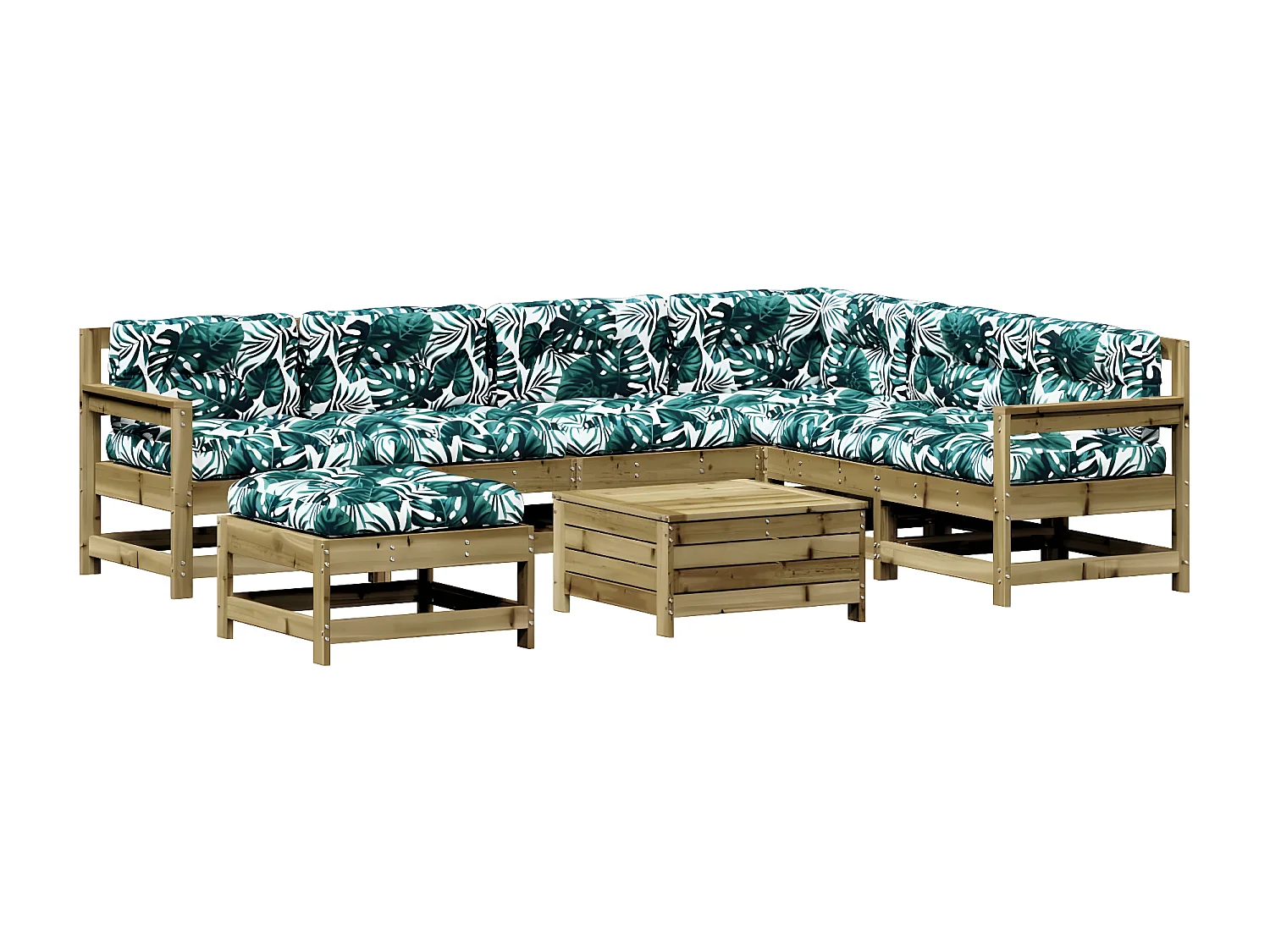 Salon de jardin 8 pcs avec coussins bois de pin imprégné