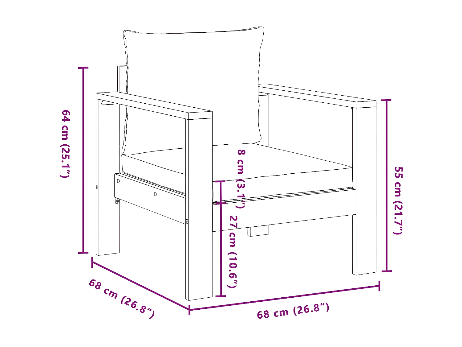 Salon de jardin avec coussins 4 pcs bois d'acacia massif