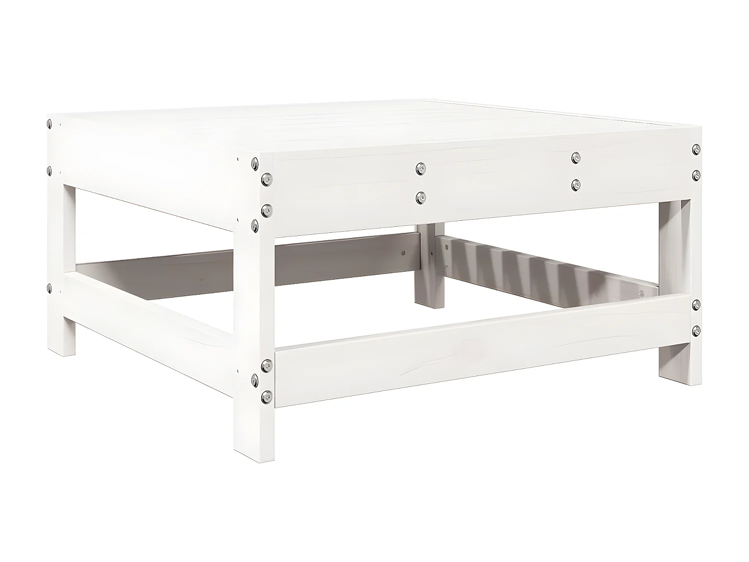 Salon de jardin 7 pcs Blanc Bois de pin massif