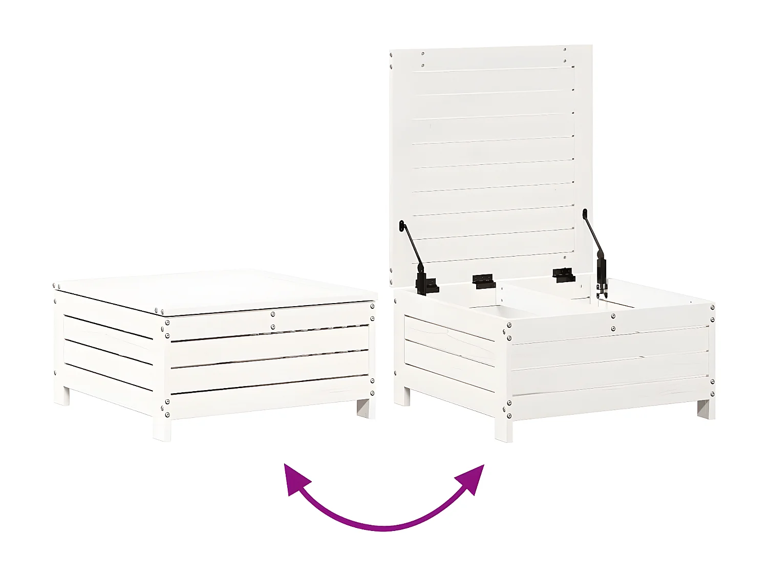 Salon de jardin 7 pcs Blanc Bois de pin massif