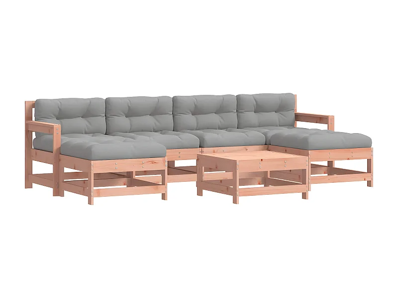 Salon de jardin 7 pcs avec coussins bois massif douglas