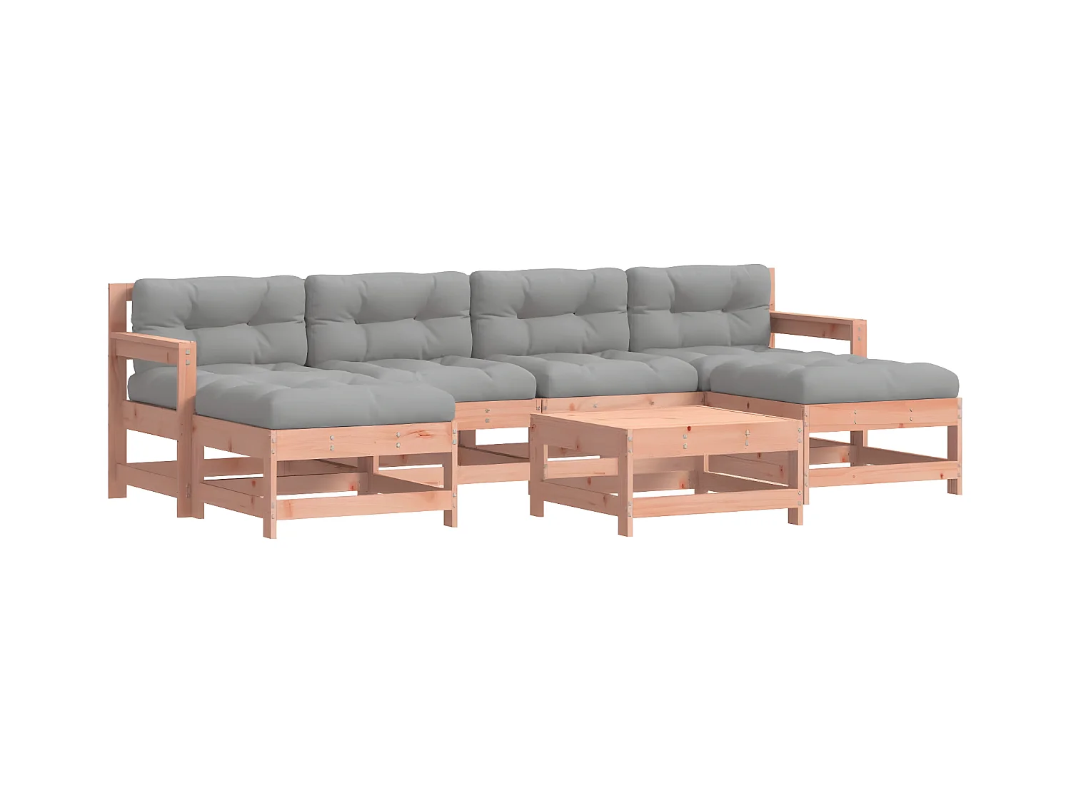 Salon de jardin 7 pcs avec coussins bois massif douglas