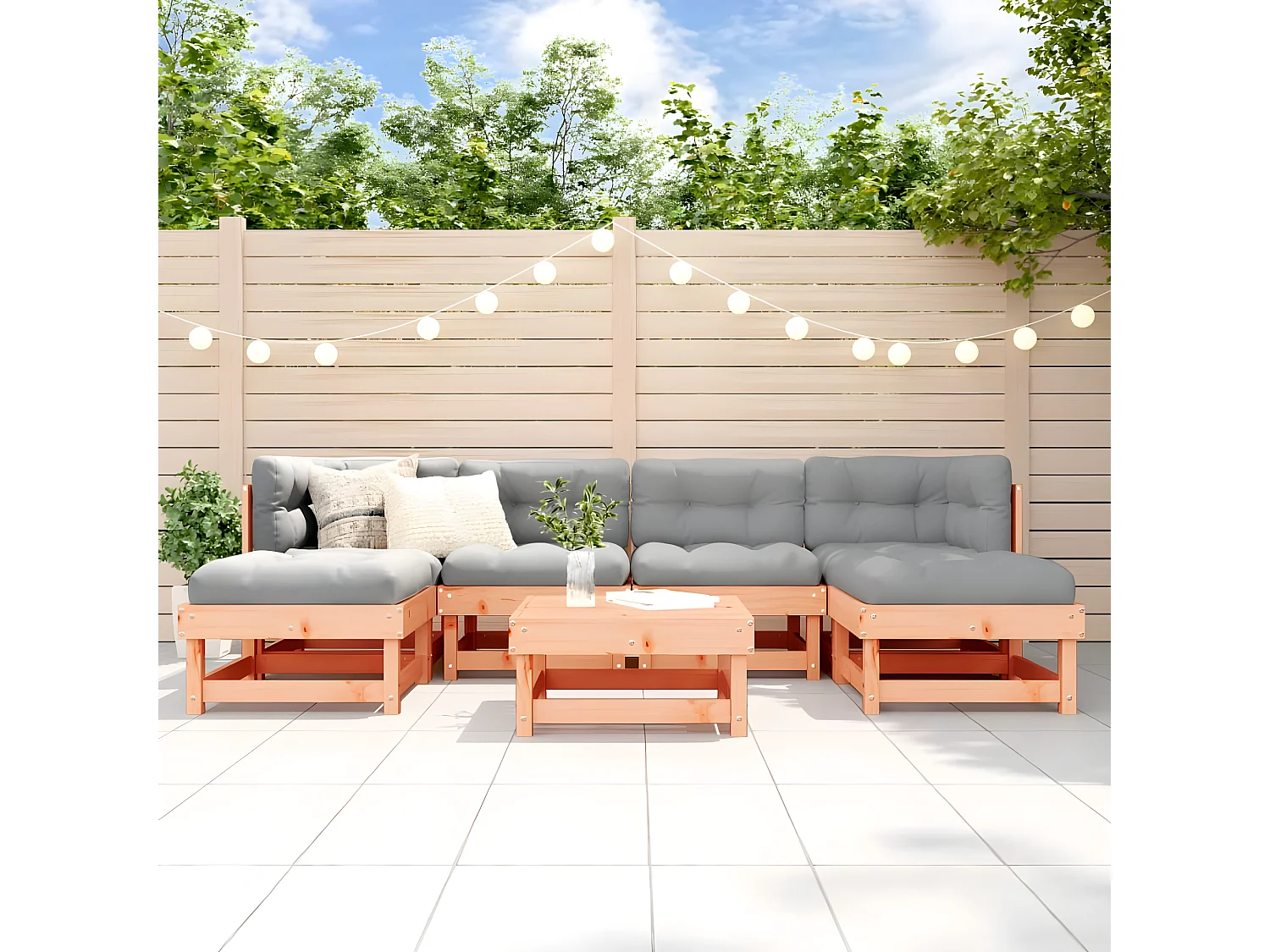 Salon de jardin 7 pcs avec coussins bois massif douglas