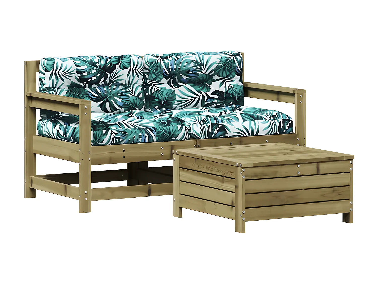 Salon de jardin 3 pcs avec coussins bois de pin imprégné