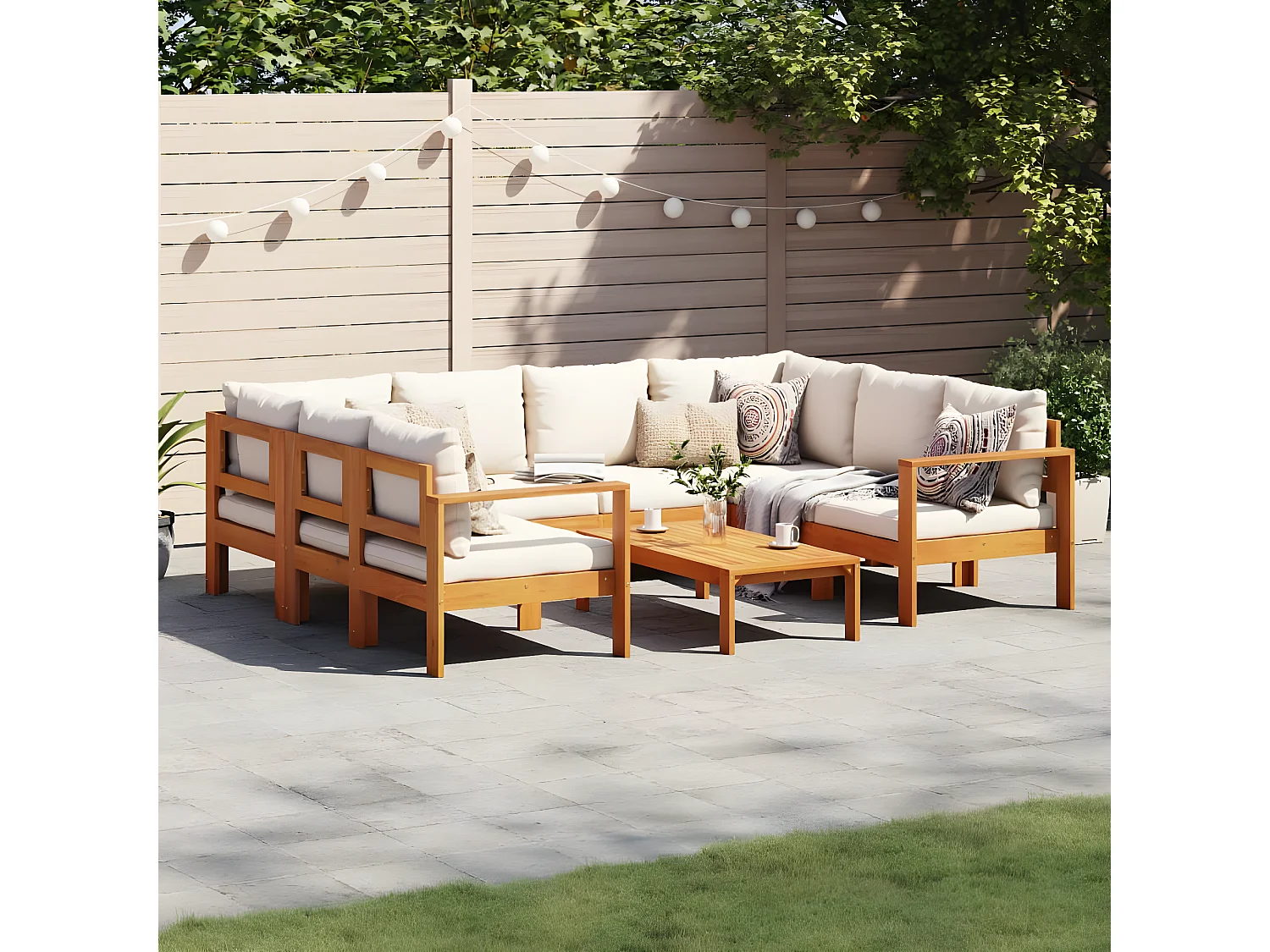 vidaXL Set de sofás de jardín con cojines 6 pzas madera maciza acacia