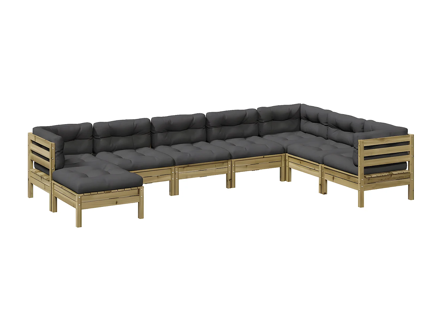 Salon de jardin 8 pcs avec coussins bois de pin imprégné