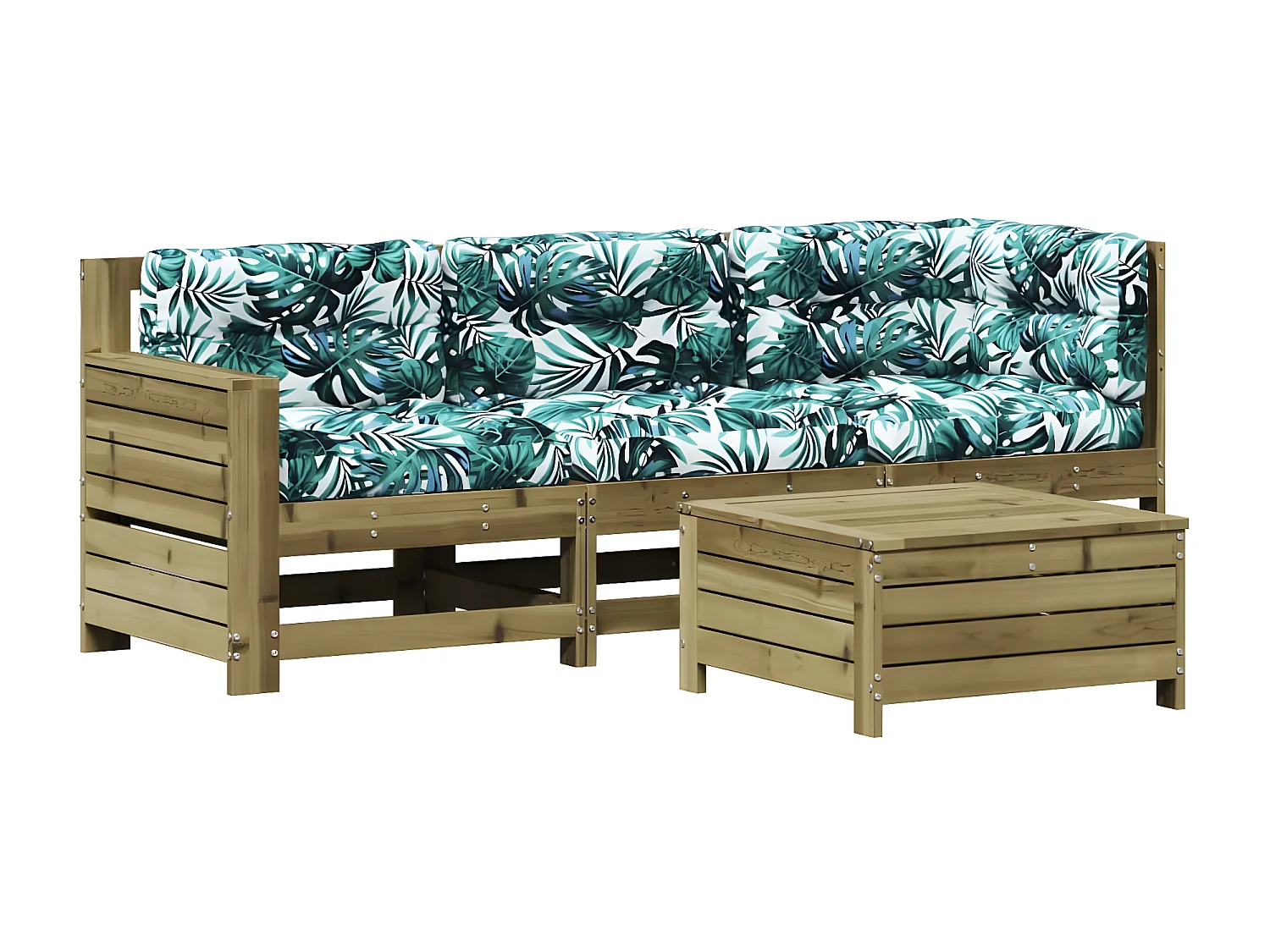 Salon de jardin 4 pcs avec coussins bois de pin imprégné