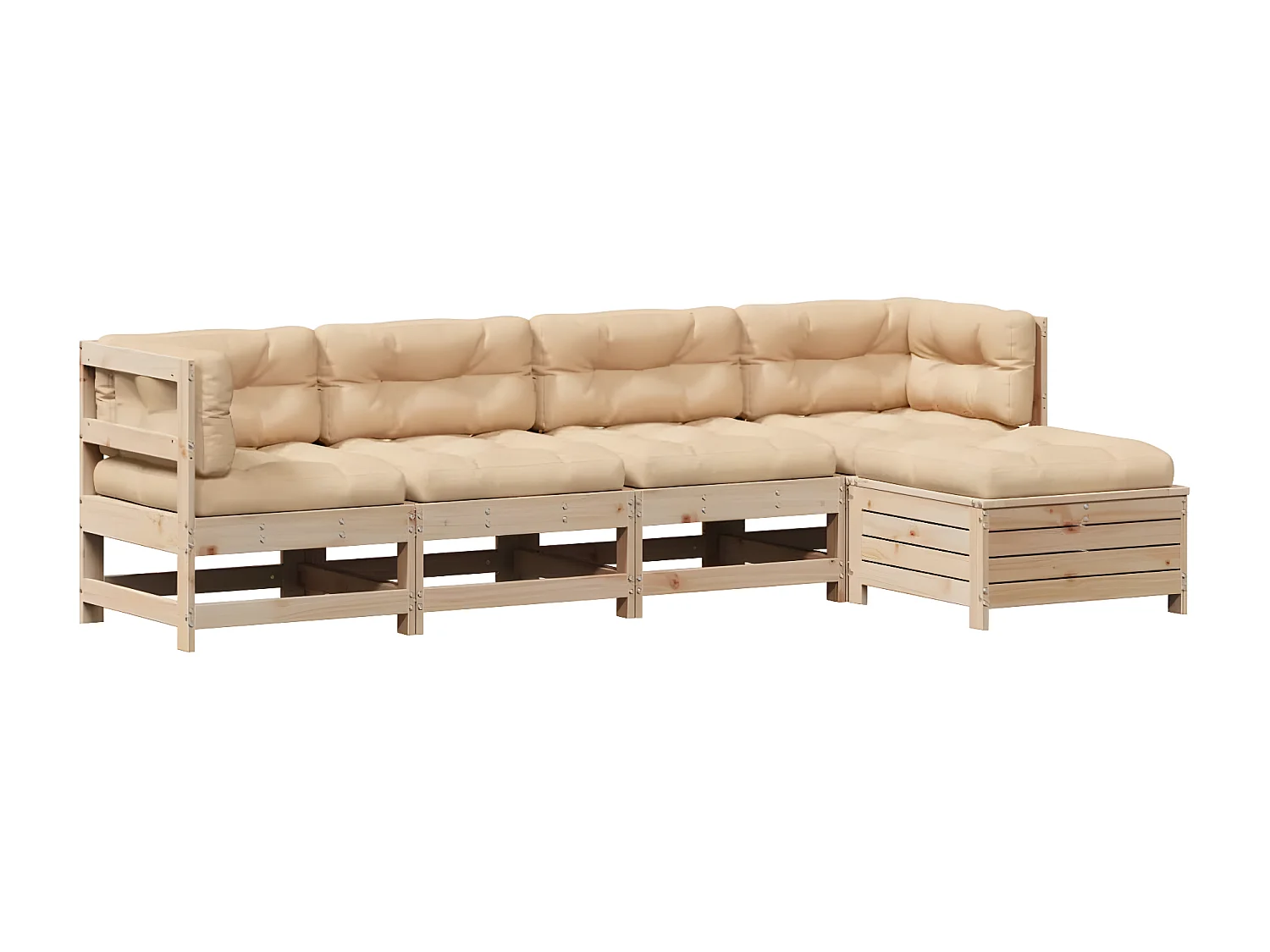 Salon de jardin 5 pcs avec coussins Bois de pin massif