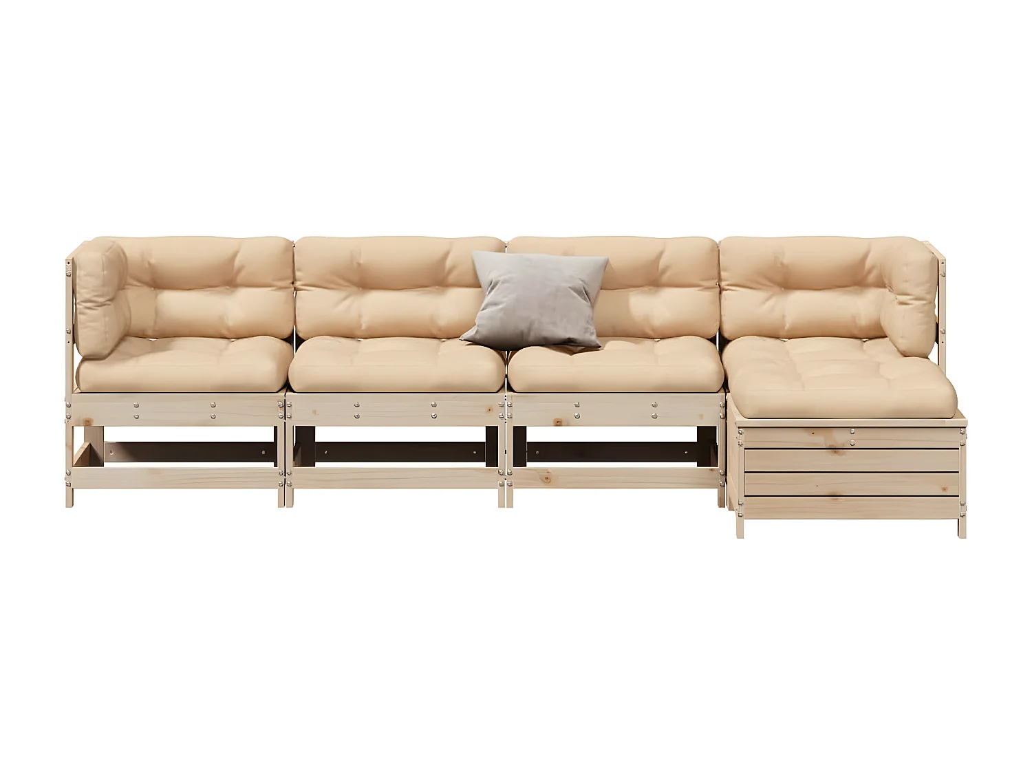 Salon de jardin 5 pcs avec coussins Bois de pin massif