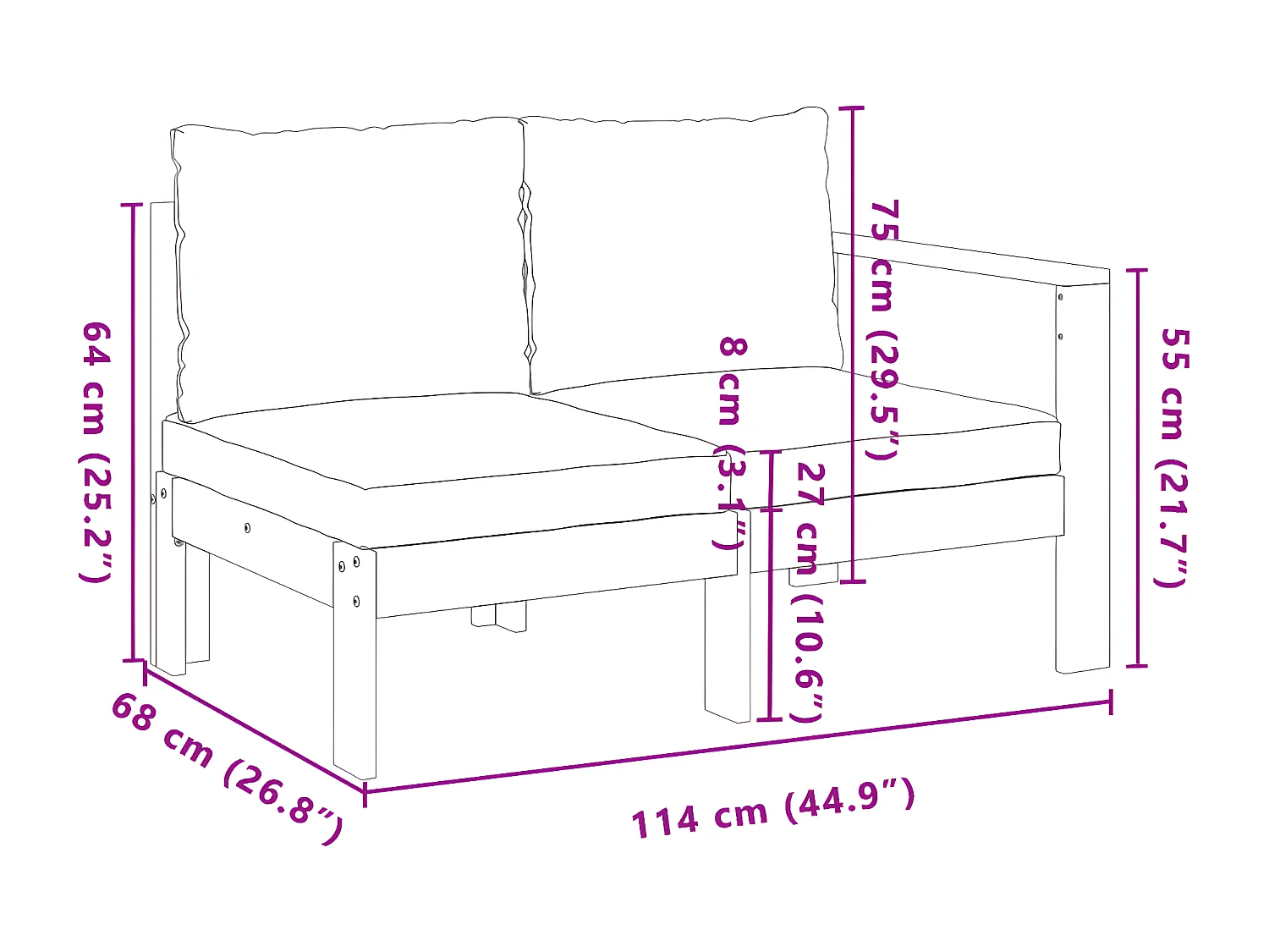 Salon de jardin avec coussins 5 pcs Bois d'acacia solide