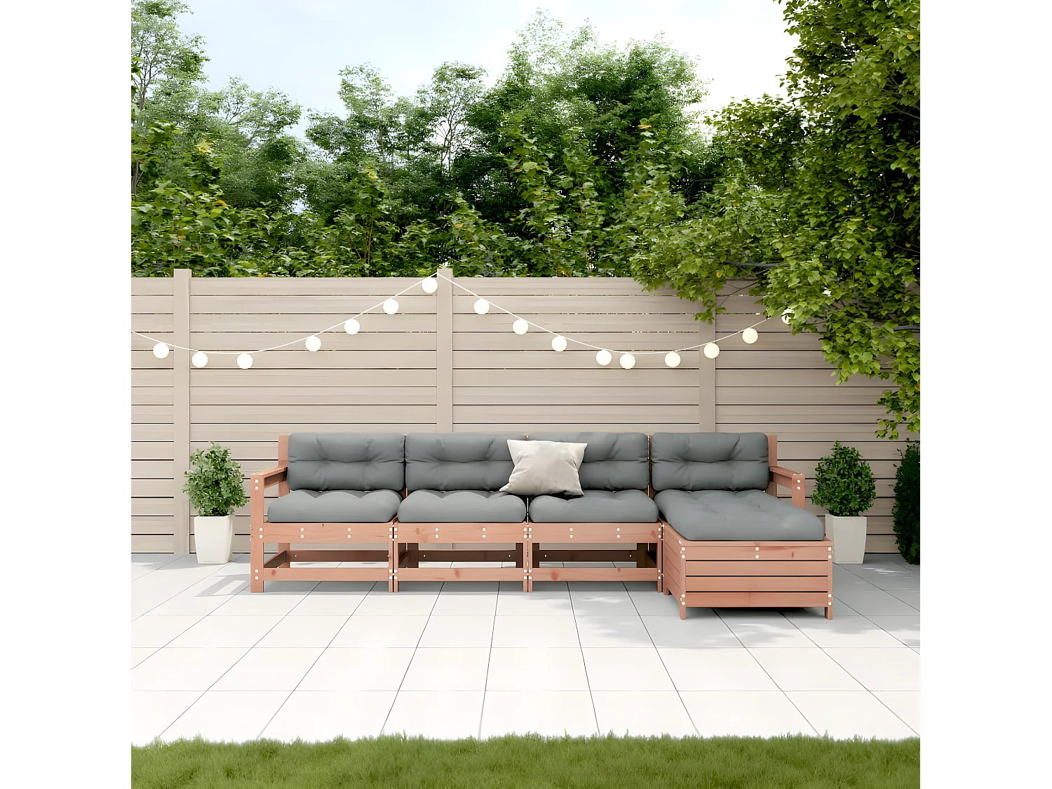 Salon de jardin 5 pcs avec coussins bois massif douglas