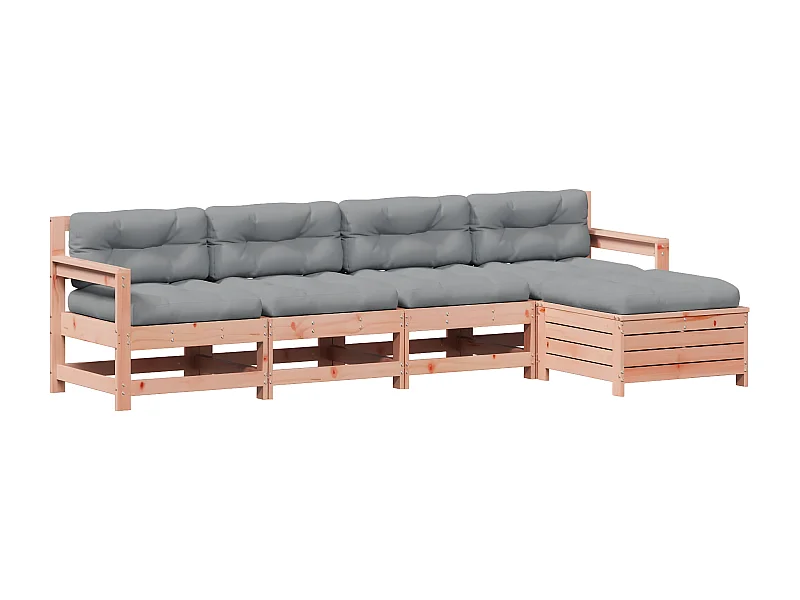 Salon de jardin 5 pcs avec coussins bois massif douglas