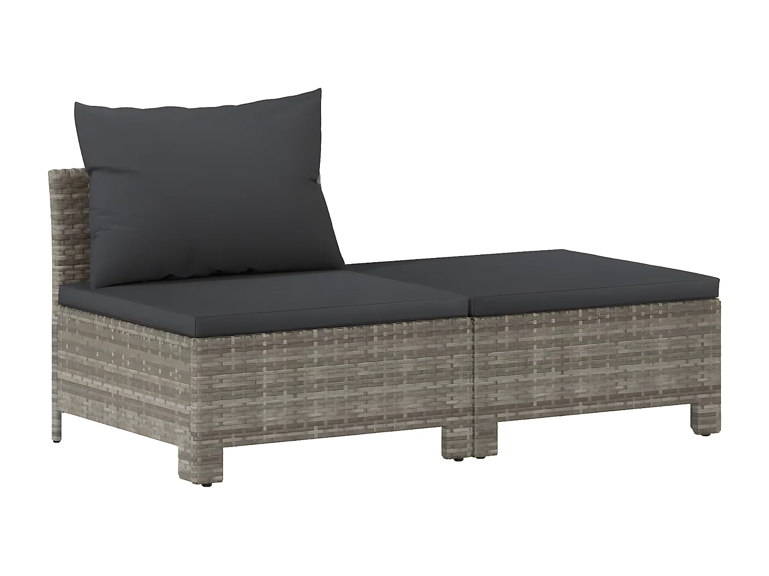 Salon de jardin 2 pcs avec coussins Gris Résine tressée