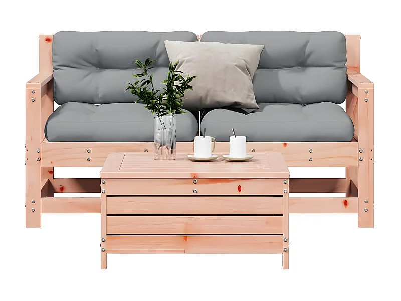 Salon de jardin 3 pcs avec coussins bois massif douglas