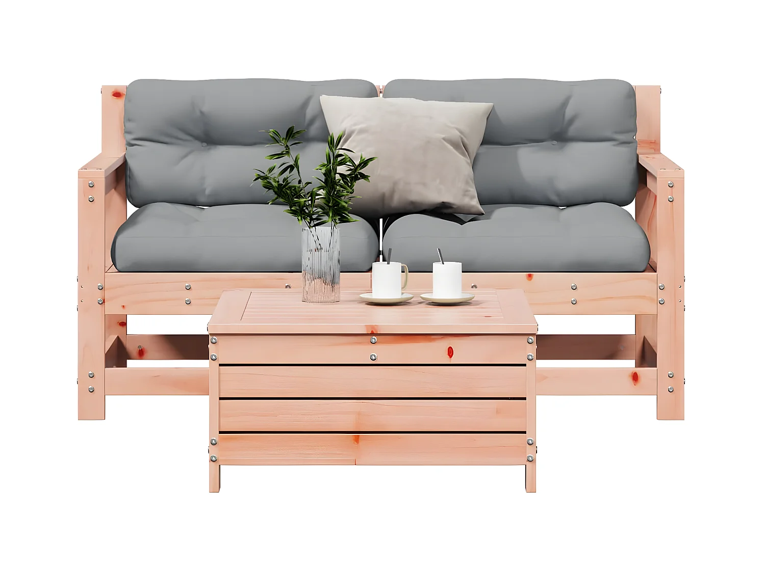 Salon de jardin 3 pcs avec coussins bois massif douglas