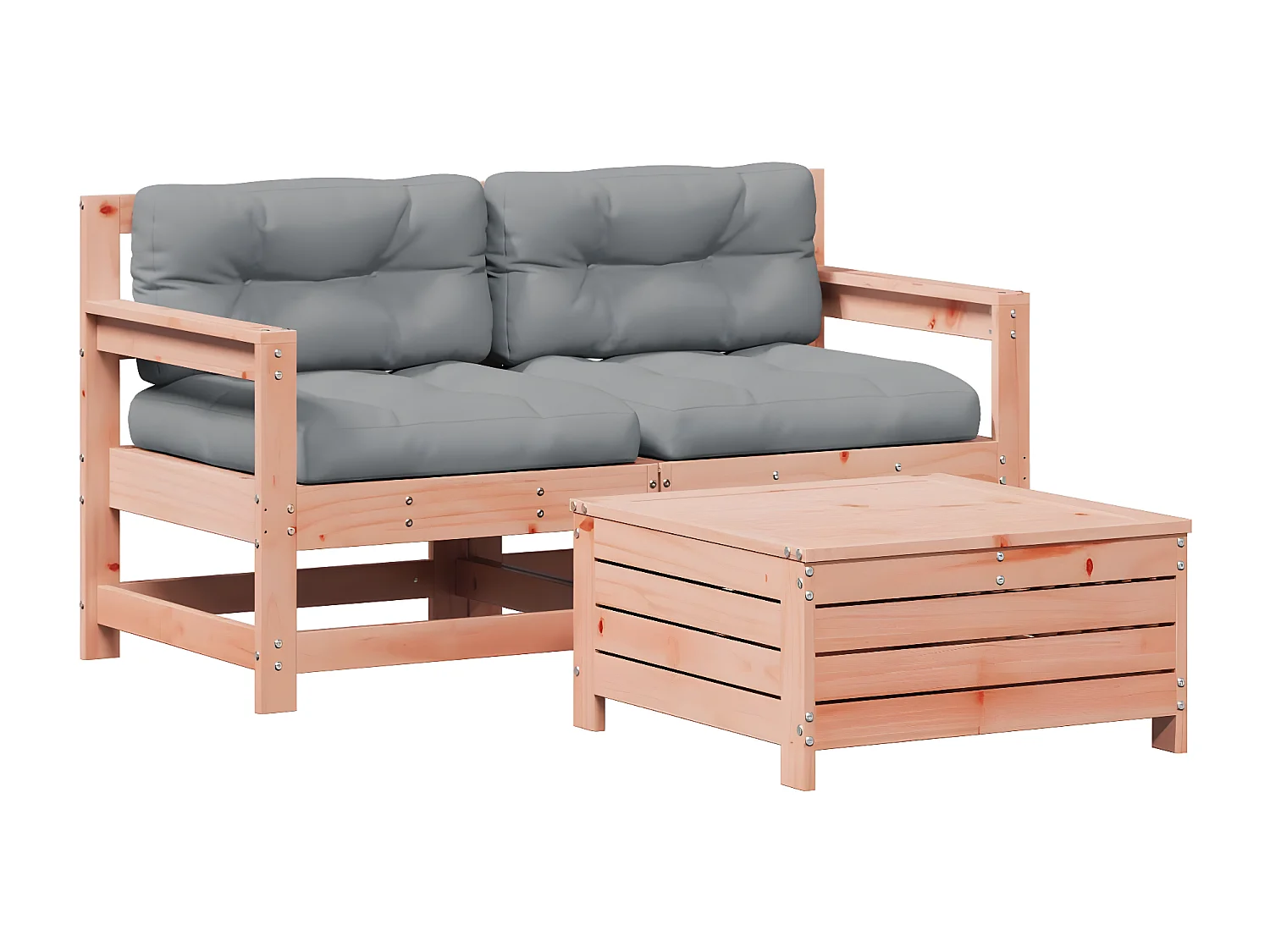 Salon de jardin 3 pcs avec coussins bois massif douglas