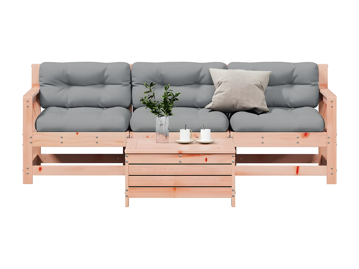 Salon de jardin 4 pcs avec coussins bois massif douglas