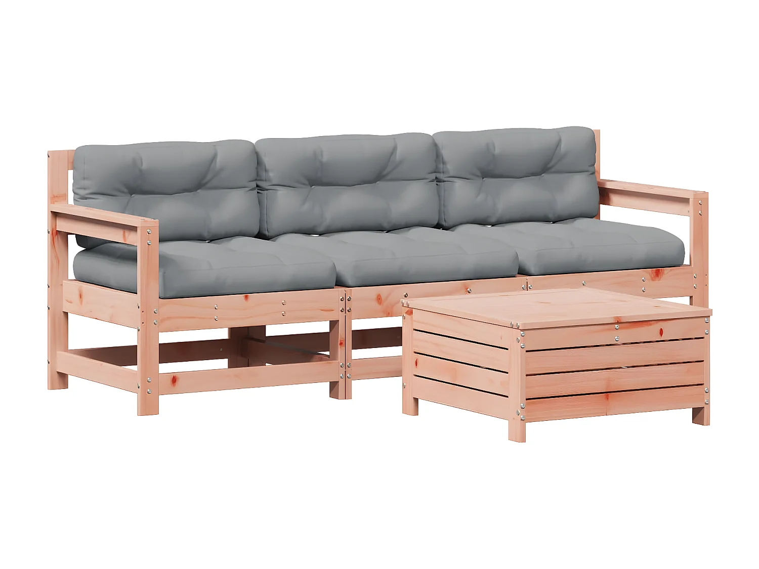 Salon de jardin 4 pcs avec coussins bois massif douglas