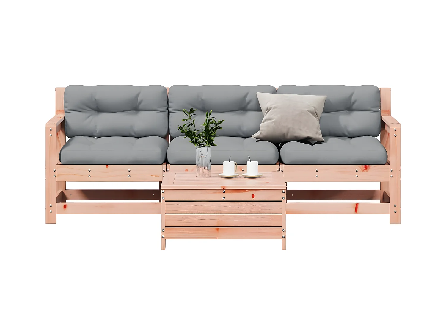 Salon de jardin 4 pcs avec coussins bois massif douglas