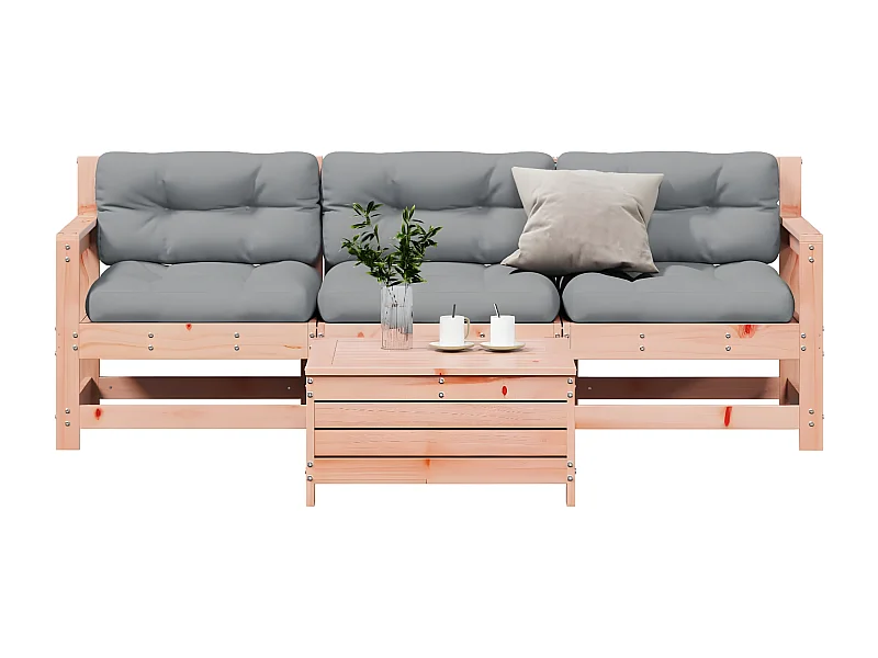 Salon de jardin 4 pcs avec coussins bois massif douglas