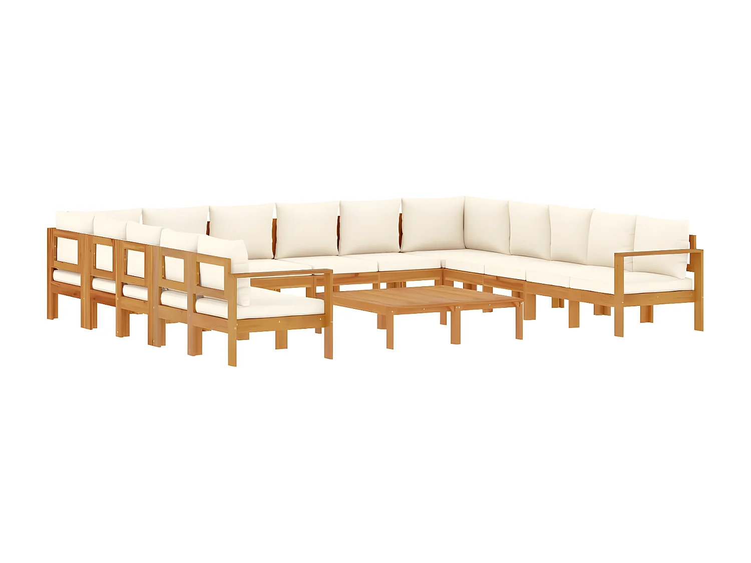 Salon de jardin avec coussins 10 pcs bois d'acacia solide