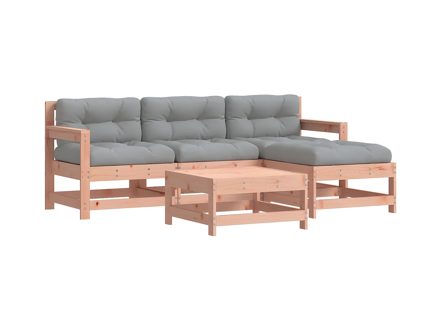 Salon de jardin 5 pcs avec coussins bois massif douglas