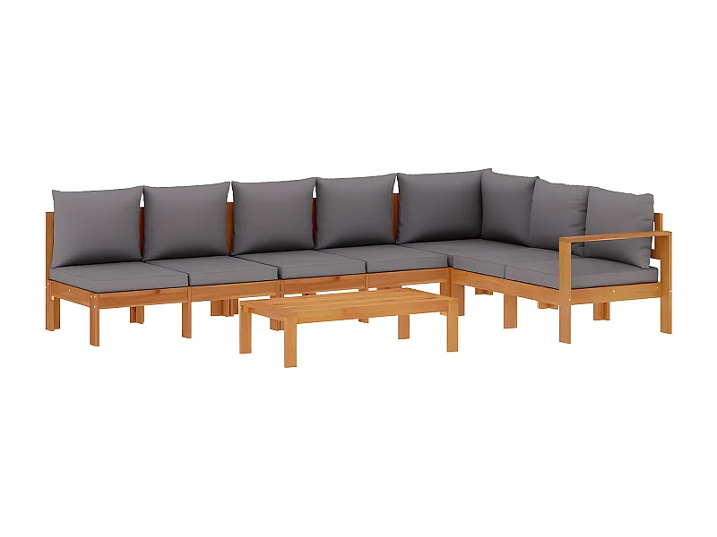 Salon de jardin avec coussins 5 pcs Bois d'acacia solide