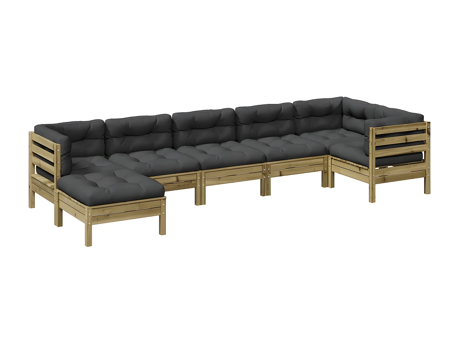 Salon de jardin 7 pcs avec coussins bois de pin imprégné