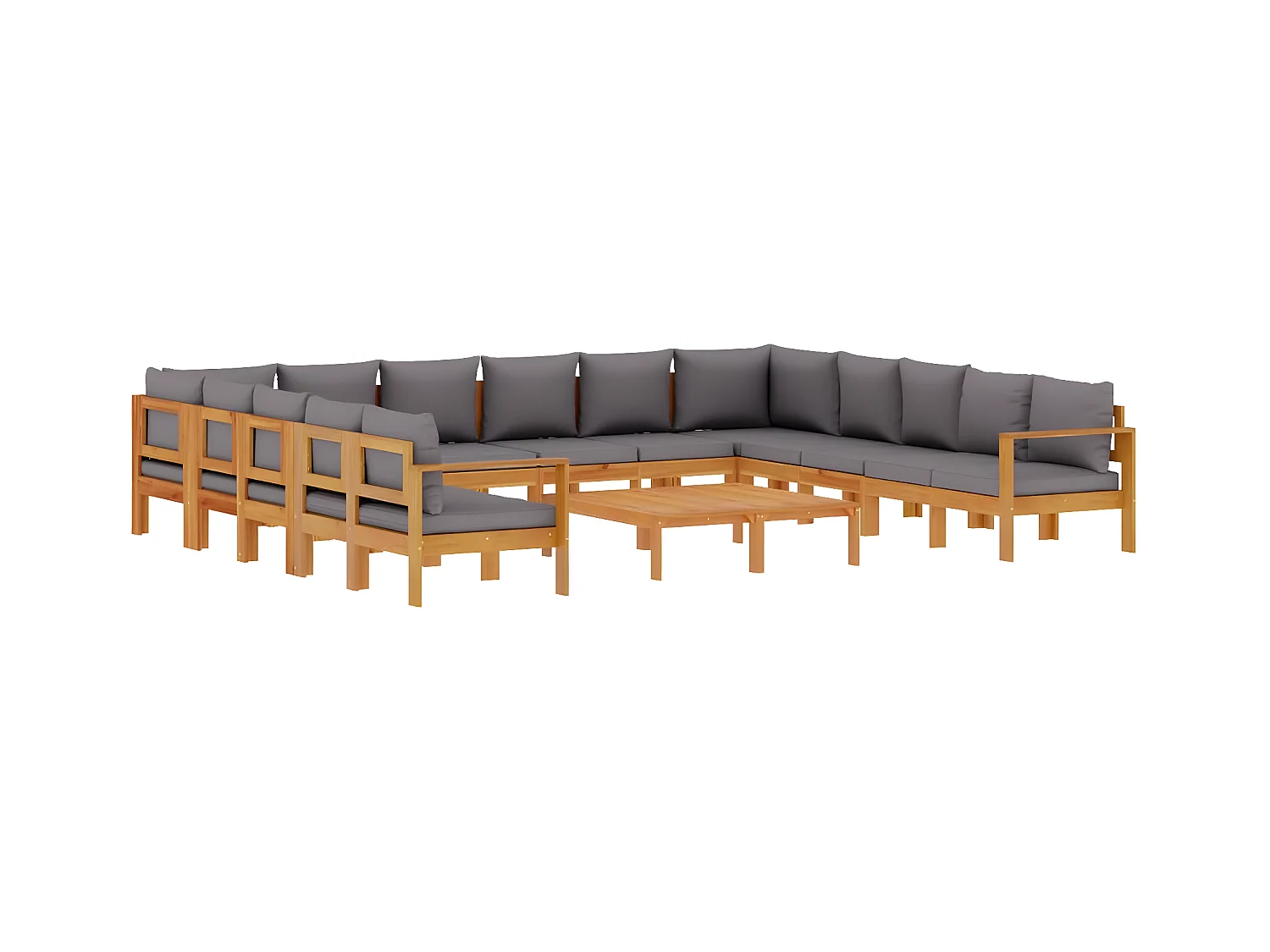 Salon de jardin avec coussins 10 pcs bois d'acacia solide