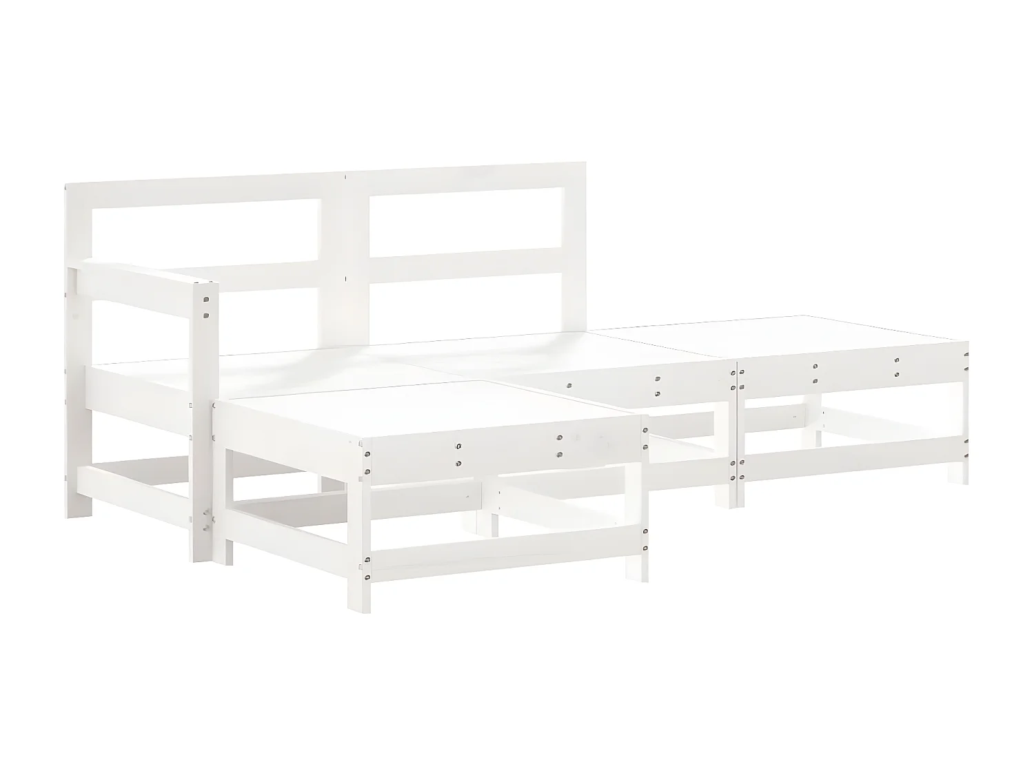 Salon de jardin 4 pcs avec coussins blanc bois massif