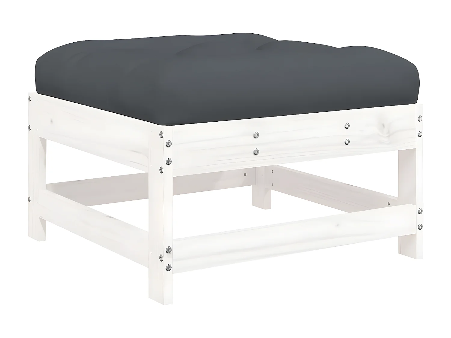 Salon de jardin 4 pcs avec coussins blanc bois massif