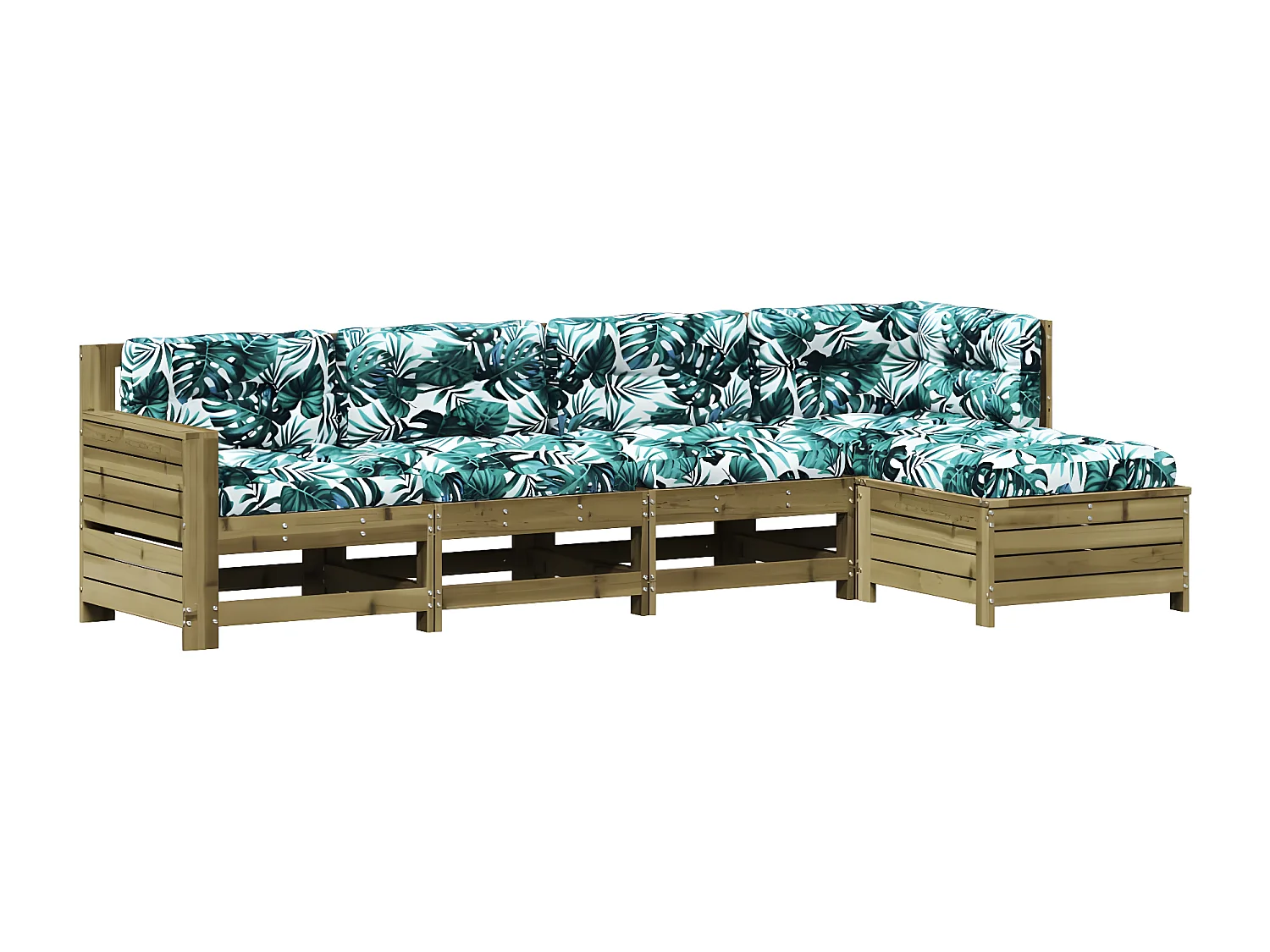 Salon de jardin 5 pcs avec coussins bois de pin imprégné