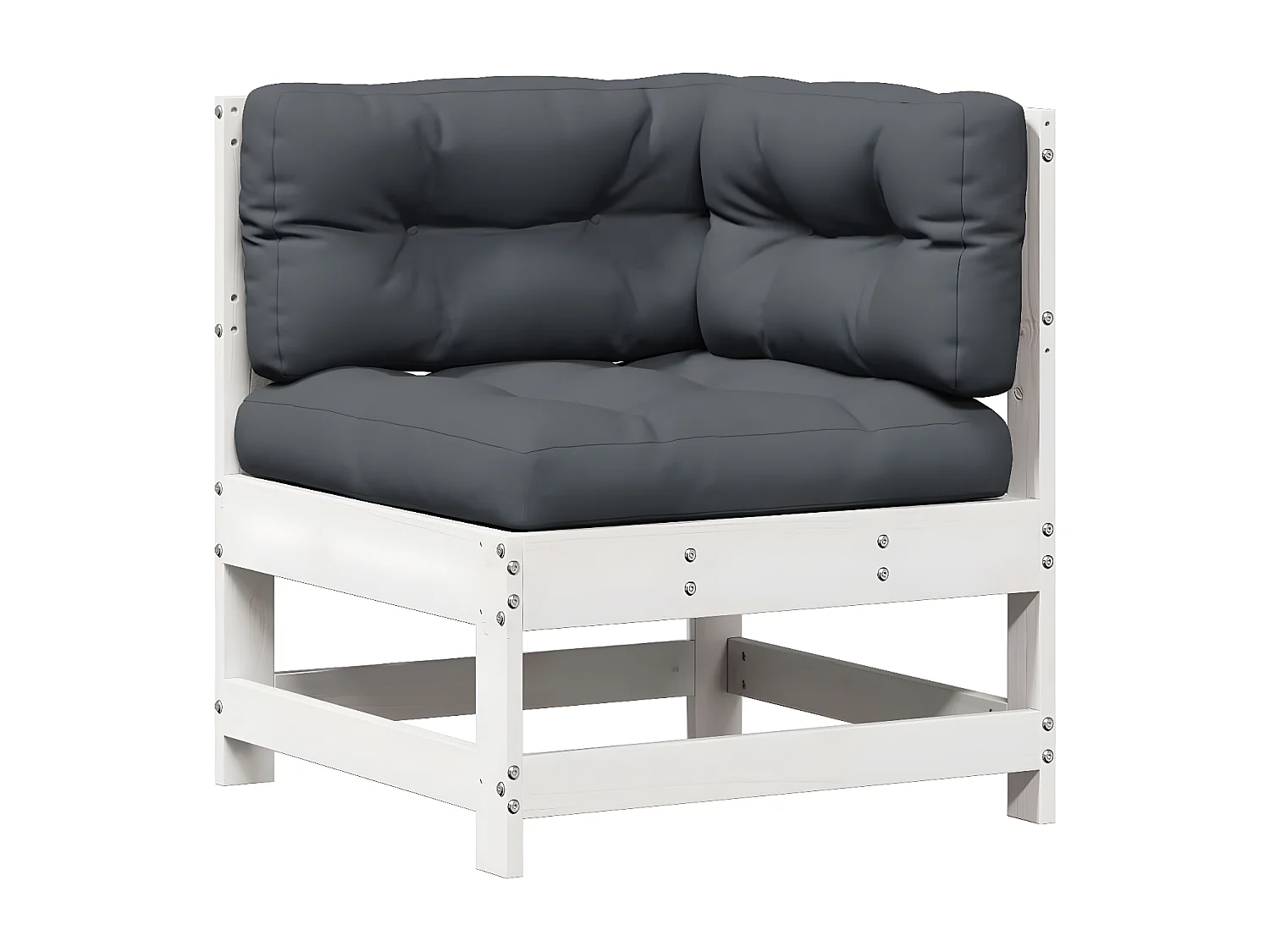 Salon de jardin avec coussins 6 pcs blanc bois de pin massif