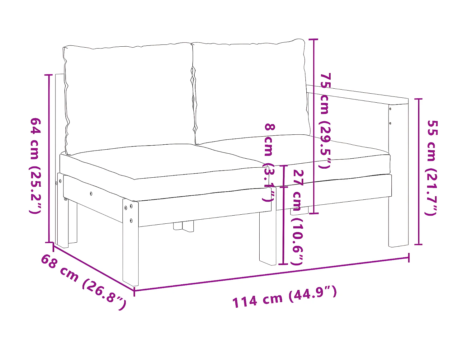 Salon de jardin avec coussins 4 pcs bois d'acacia massif