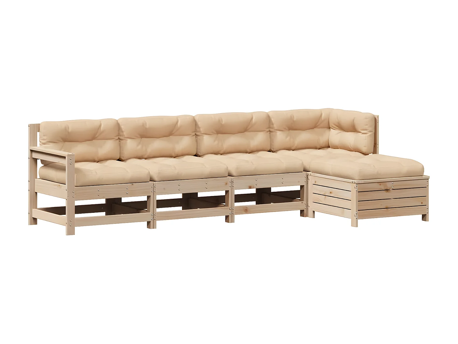 vidaXL Juego de muebles de jardín 5 pzas y cojines madera maciza pino Marrón