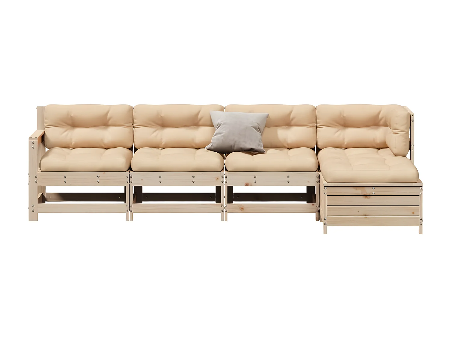 vidaXL Juego de muebles de jardín 5 pzas y cojines madera maciza pino Marrón