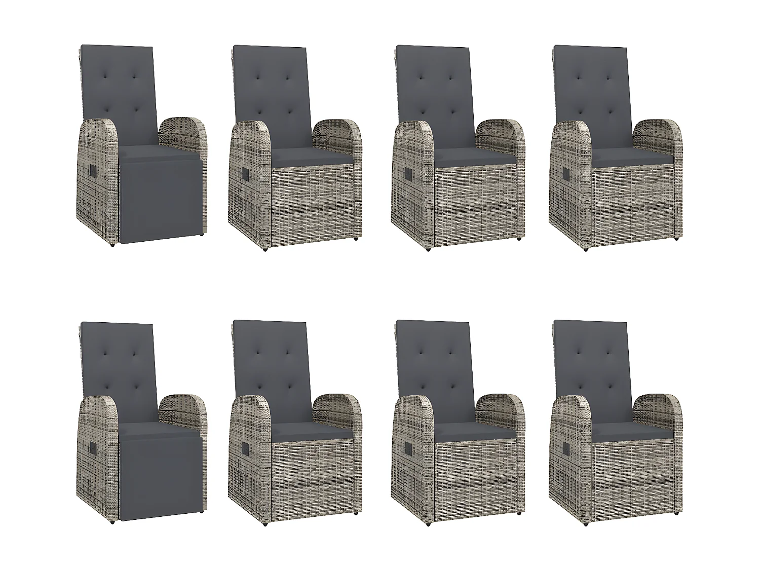 Ensemble à manger de jardin 9 pcs coussins gris résine tressée