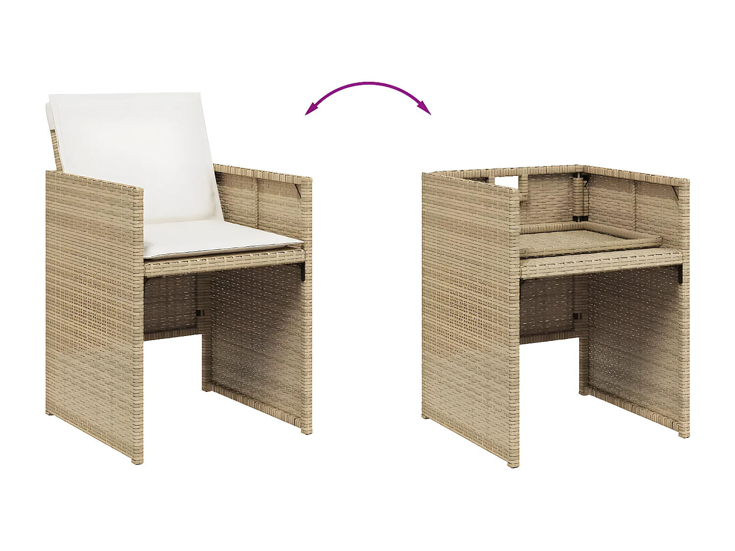 Ensemble à manger de jardin et coussins 17 pcs beige