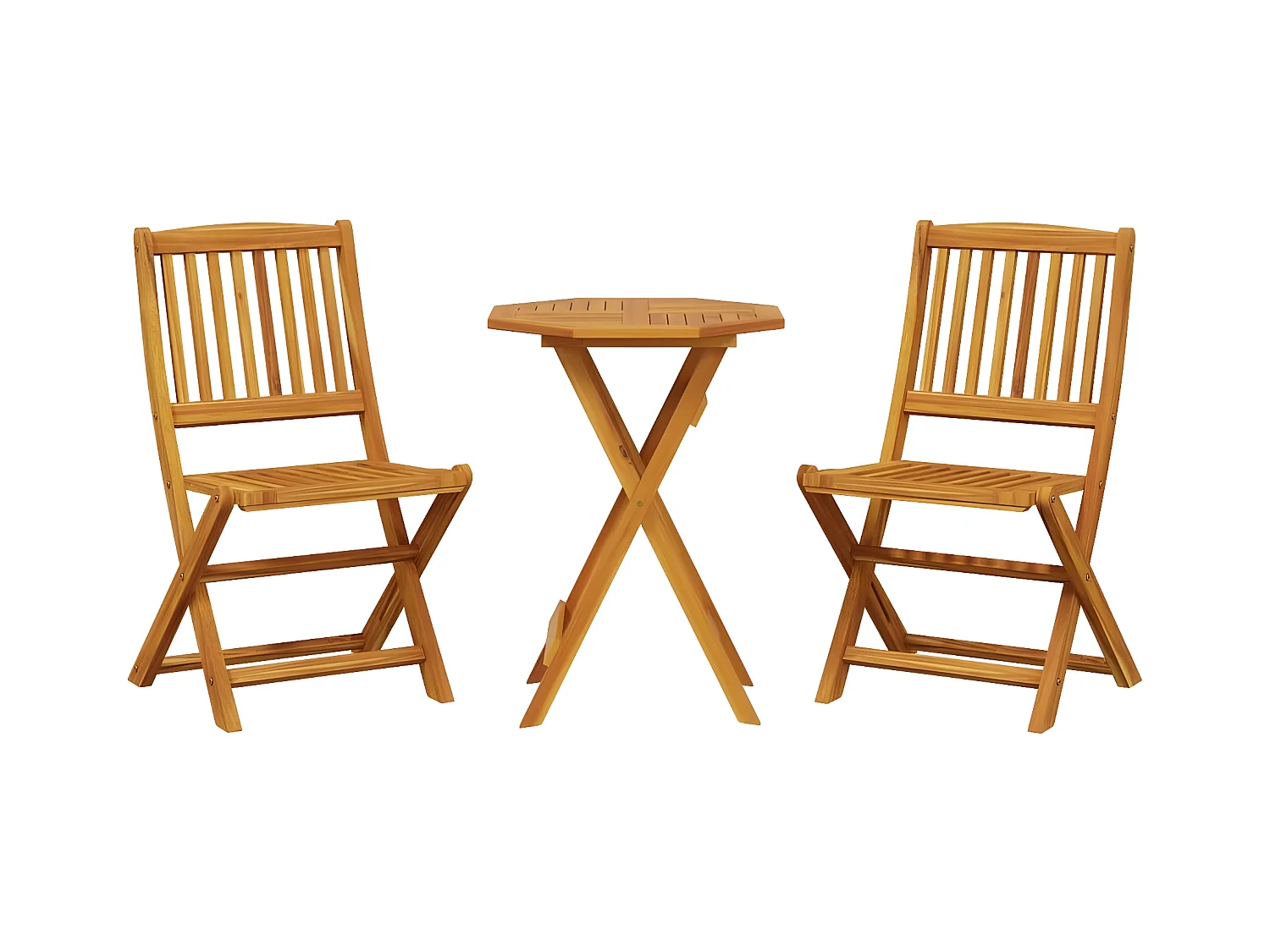 Ensemble de bistro pliable 3 pcs bois d'acacia solide