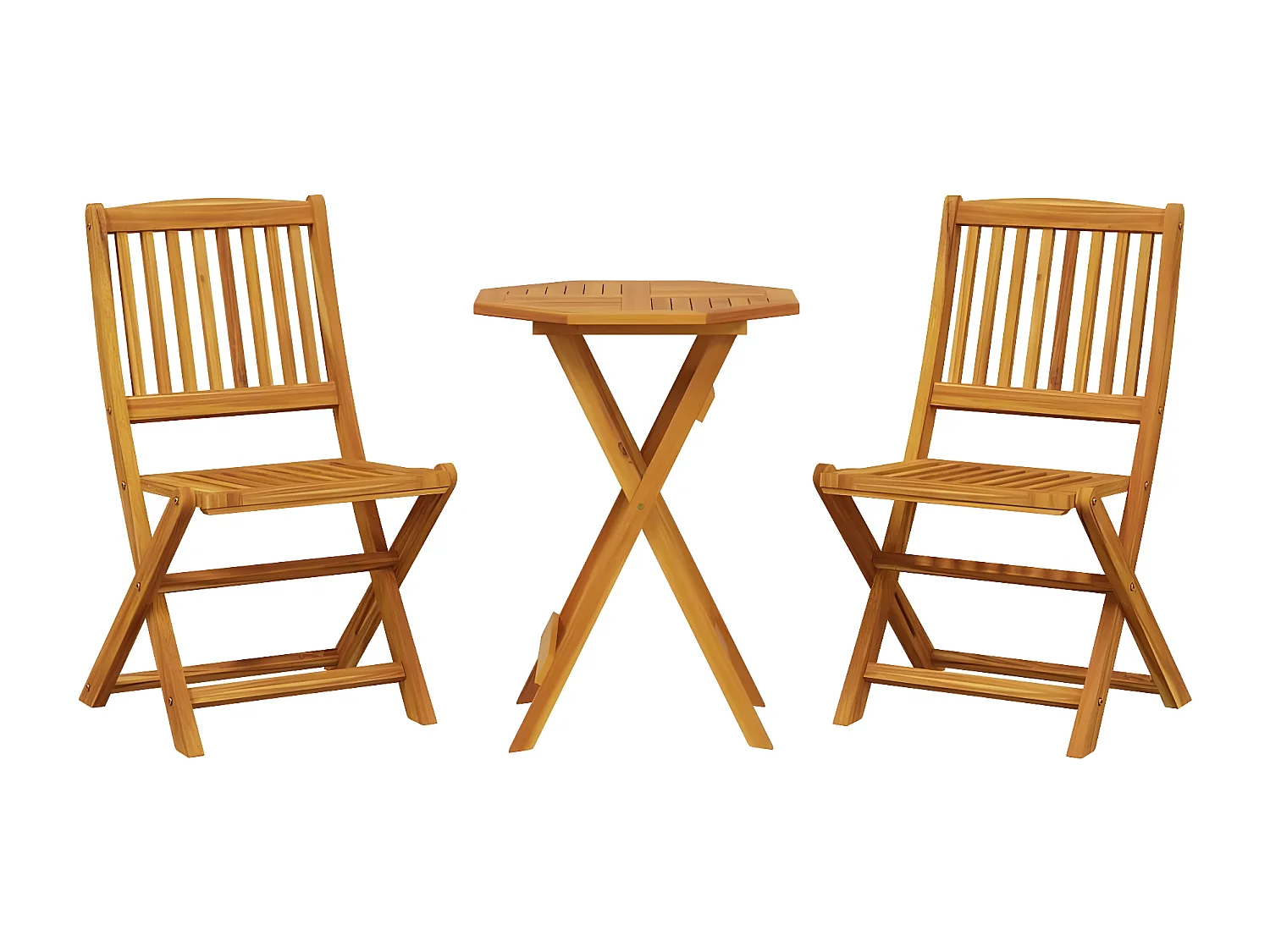 Ensemble de bistro pliable 3 pcs bois d'acacia solide