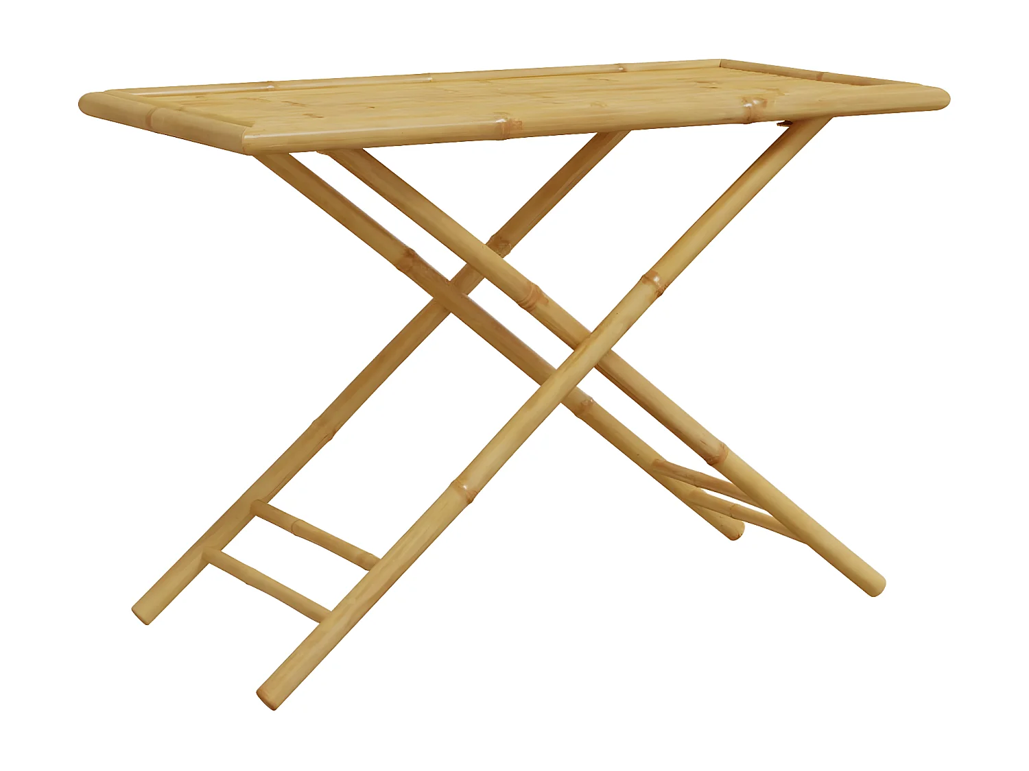 Ensemble de bistro pliante 5 pcs et coussins blanc crème bambou