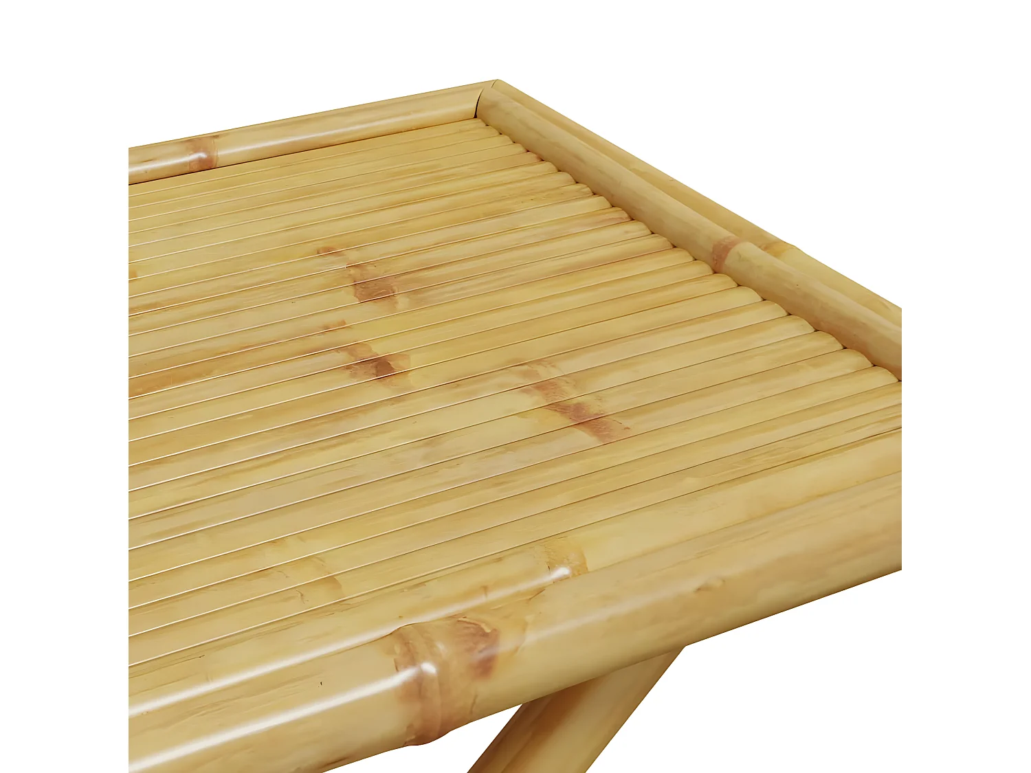 Ensemble de bistro pliante 5 pcs et coussins blanc crème bambou