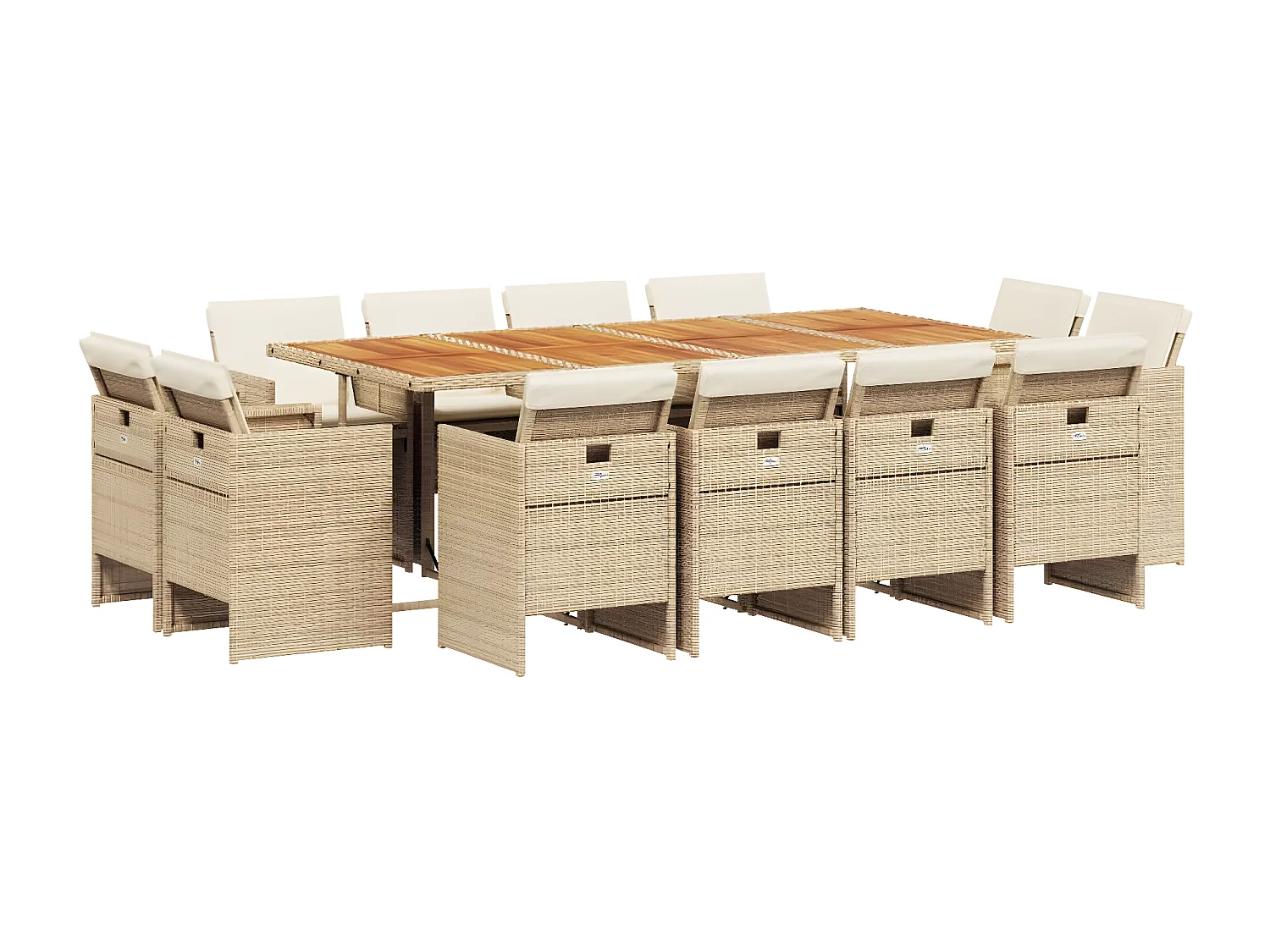 Ensemble à manger de jardin et coussins 13 pcs beige